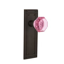 Mission Solid Brass Rose Privacy Door Knob Set with Pink Waldorf Knob for 2-3/8" Backset