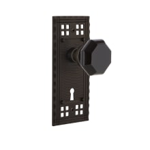 Craftsman Solid Brass Rose Privacy Door Knob Set with Black Waldorf Knob and Keyhole for 2-3/8" Backset