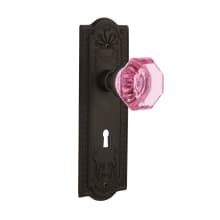 Meadows Solid Brass Rose Vintage Retrofit Entry Door Knob Set with Pink Waldorf Door Knob and Skeleton Key