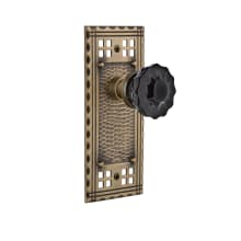 Craftsman Solid Brass Rose Passage Door Knob Set with Black Crystal Knob and 2-3/8" Backset