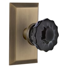 Studio Solid Brass Rose Passage Door Knob Set with Black Crystal Knob and 2-3/8" Backset