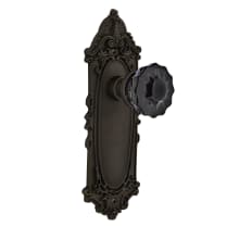 Victorian Rose Passage Door Knob Set with Black Crystal Knob for 2-3/4" Backset