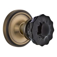 Classic Solid Brass Rose Single Dummy Door Knob with Black Crystal Knob