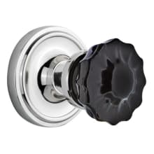 Classic Solid Brass Rose Privacy Door Knob Set with Black Crystal Knob and 2-3/4" Backset