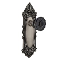 Victorian Rose Privacy Door Knob Set with Black Crystal Knob for 2-3/8" Backset