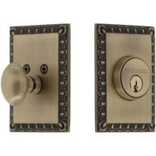 Solid Brass Neoclassical Solid Brass Single Cylinder Keyed Entry Deadbolt with 2-3/8" Backset