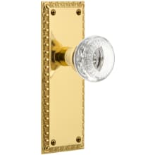 Solid Brass Neoclassical Crystal Passage Door Knob Set with Neoclassical Rose and 2-3/8" Backset