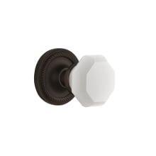 Rope Solid Brass Rose Privacy Door Knob Set with White Milk Glass Waldorf Knob and 2-3/4" Backset
