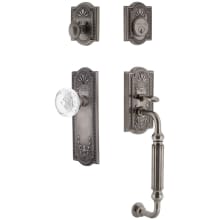 Vintage Crystal Sectional Keyed Entry Door Handleset with Crystal Meadows Interior Knob, F Handle Grip and 2-3/8" Backset