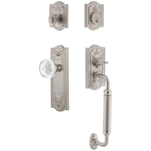 Vintage Crystal Sectional Keyed Entry Door Handleset with Crystal Meadows Interior Knob, C Handle Grip and 2-3/4" Backset