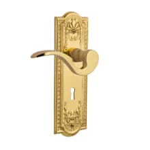 Manor Privacy Door Lever Set with Meadows Rose and Decorative Keyhole for 2-3/4" Backset Doors