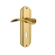 Swan Passage Door Lever Set with Deco Rose and Decorative Keyhole for 2-3/8" Backset Doors