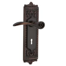 Swan Passage Door Lever Set with Egg & Dart Rose and Decorative Keyhole for 2-3/4" Backset Doors