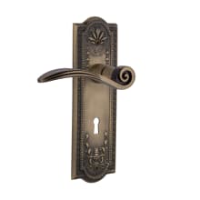 Swan Passage Door Lever Set with Meadows Rose and Decorative Keyhole for 2-3/4" Backset Doors