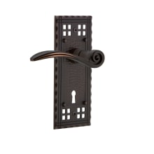 Swan Privacy Door Lever Set with Craftsman Rose and Decorative Keyhole for 2-3/8" Backset Doors
