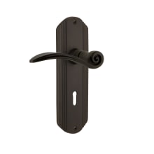 Swan Privacy Door Lever Set with Deco Rose and Decorative Keyhole for 2-3/8" Backset Doors