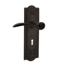 Swan Privacy Door Lever Set with Meadows Rose and Decorative Keyhole for 2-3/4" Backset Doors