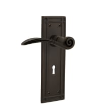 Swan Privacy Door Lever Set with Mission Rose and Decorative Keyhole for 2-3/8" Backset Doors