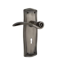 Swan Privacy Door Lever Set with Prairie Rose and Decorative Keyhole for 2-3/4" Backset Doors