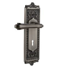 Fleur Passage Door Lever Set with Egg & Dart Rose and Decorative Keyhole for 2-3/4" Backset Doors