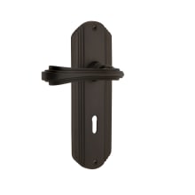 Fleur Privacy Door Lever Set with Deco Rose and Decorative Keyhole for 2-3/4" Backset Doors