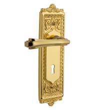Fleur Privacy Door Lever Set with Egg & Dart Rose and Decorative Keyhole for 2-3/4" Backset Doors