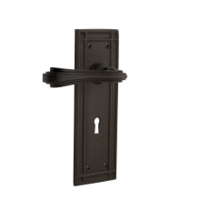 Fleur Privacy Door Lever Set with Mission Rose and Decorative Keyhole for 2-3/8" Backset Doors