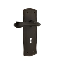 Fleur Privacy Door Lever Set with Prairie Rose and Decorative Keyhole for 2-3/4" Backset Doors