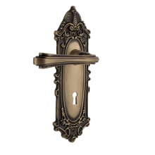 Fleur Privacy Door Lever Set with Victorian Rose and Decorative Keyhole for 2-3/8" Backset Doors