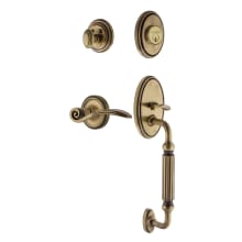 Classic Right Handed Sectional Single Cylinder Keyed Entry Door Handleset with F Grip and Swan Lever for 2-3/4" Backset Doors