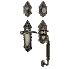 Victorian Right Handed Sectional Single Cylinder Keyed Entry Door Handleset with F Grip and Swan Lever for 2-3/4" Backset Doors