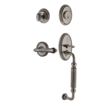 Classic Right Handed Sectional Single Cylinder Keyed Entry Door Handleset with F Grip and Fleur Lever for 2-3/8" Backset Doors