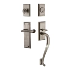 New York Right Handed Sectional Single Cylinder Keyed Entry Door Handleset with S Grip and Fleur Lever for 2-3/4" Backset Doors