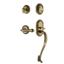 Rope Right Handed Sectional Single Cylinder Keyed Entry Door Handleset with S Grip and Fleur Lever for 2-3/4" Backset Doors