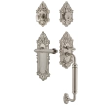 Victorian Right Handed Sectional Single Cylinder Keyed Entry Door Handleset with C Grip and Fleur Lever for 2-3/4" Backset Doors