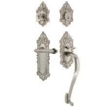 Victorian Right Handed Sectional Single Cylinder Keyed Entry Door Handleset with S Grip and Fleur Lever for 2-3/4" Backset Doors