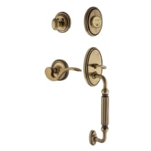 Classic Left Handed Sectional Single Cylinder Keyed Entry Door Handleset with F Grip and Manor Lever for 2-3/4" Backset Doors