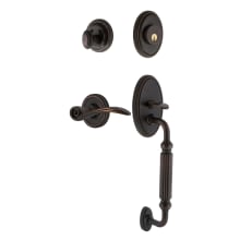Classic Left Handed Sectional Single Cylinder Keyed Entry Door Handleset with F Grip and Swan Lever for 2-3/4" Backset Doors