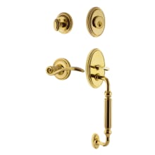 Classic Left Handed Sectional Single Cylinder Keyed Entry Door Handleset with F Grip and Swan Lever for 2-3/4" Backset Doors