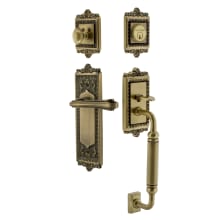 Egg & Dart Left Handed Sectional Single Cylinder Keyed Entry Door Handleset with C Grip and Fleur Lever for 2-3/4" Backset Doors