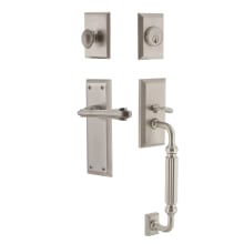 New York Left Handed Sectional Single Cylinder Keyed Entry Door Handleset with F Grip and Fleur Lever for 2-3/4" Backset Doors
