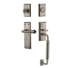 New York Left Handed Sectional Single Cylinder Keyed Entry Door Handleset with C Grip and Fleur Lever for 2-3/8" Backset Doors