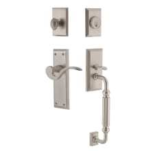 New York Left Handed Sectional Single Cylinder Keyed Entry Door Handleset with F Grip and Manor Lever for 2-3/4" Backset Doors