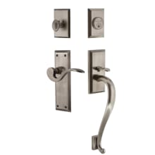 New York Left Handed Sectional Single Cylinder Keyed Entry Door Handleset with S Grip and Manor Lever for 2-3/4" Backset Doors