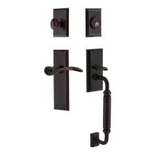 New York Left Handed Sectional Single Cylinder Keyed Entry Door Handleset with C Grip and Swan Lever for 2-3/8" Backset Doors