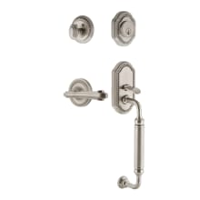Rope Left Handed Sectional Single Cylinder Keyed Entry Door Handleset with C Grip and Fleur Lever for 2-3/8" Backset Doors