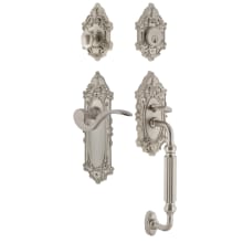 Victorian Left Handed Sectional Single Cylinder Keyed Entry Door Handleset with F Grip and Manor Lever for 2-3/4" Backset Doors
