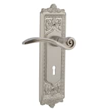 Swan Left Handed Non-Turning One-Sided Door Lever with Egg & Dart Rose and Decorative Keyhole