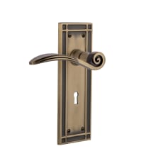 Swan Non-Turning One-Sided Door Lever with Mission Rose and Decorative Keyhole