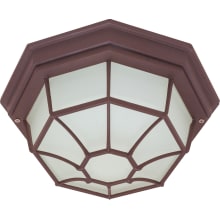11" Wide Outdoor Flush Mount Bowl Ceiling Fixture with a Glass Shade
